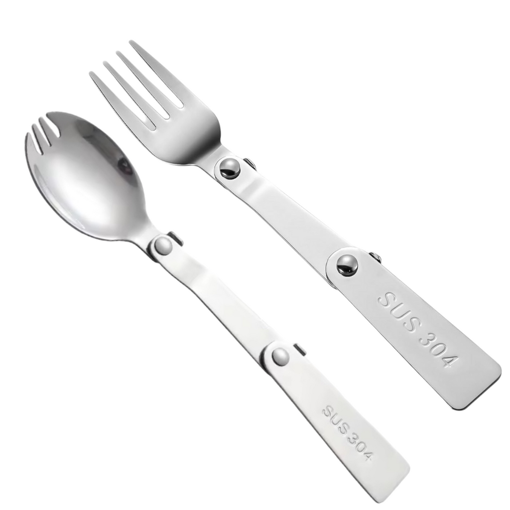 Foldable stainless steel spork & fork set 2
