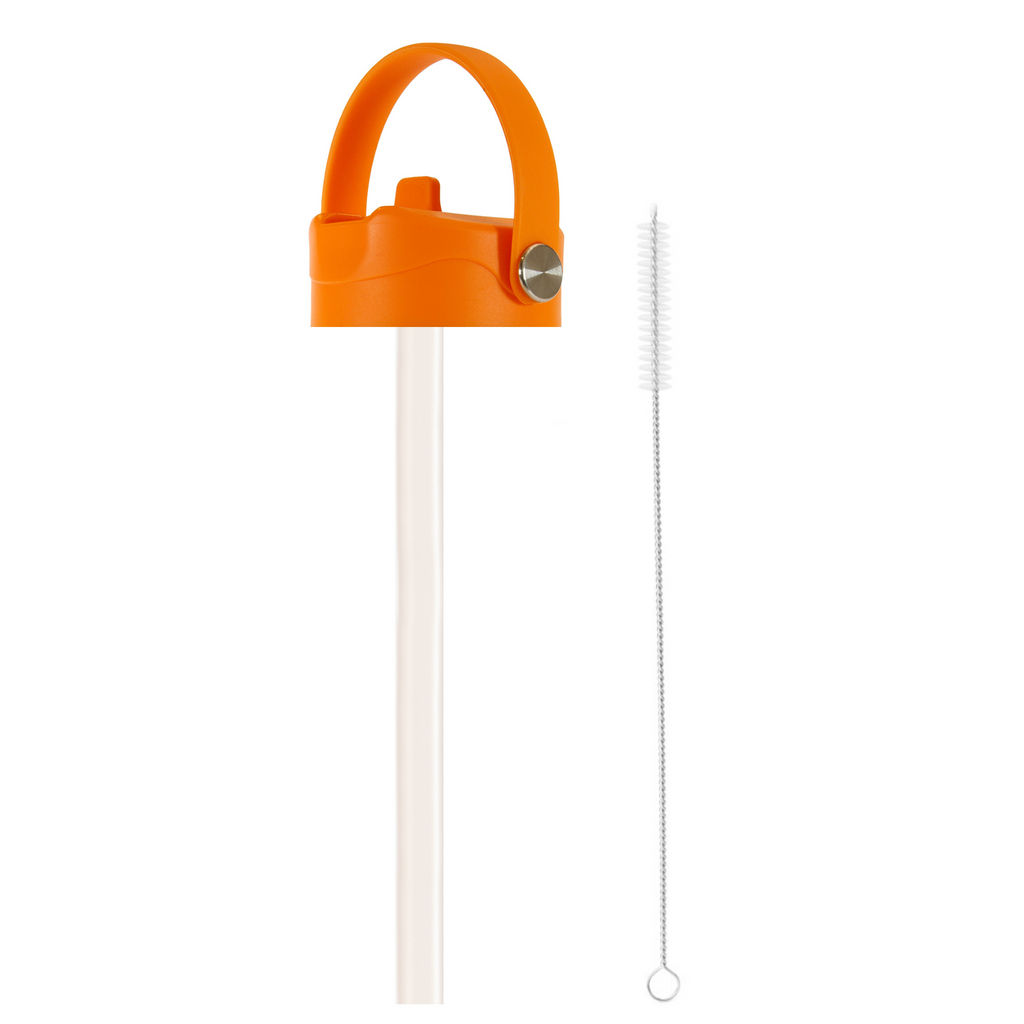 NEW WIDE MOUTH - Orange Replacement Lid & Straw